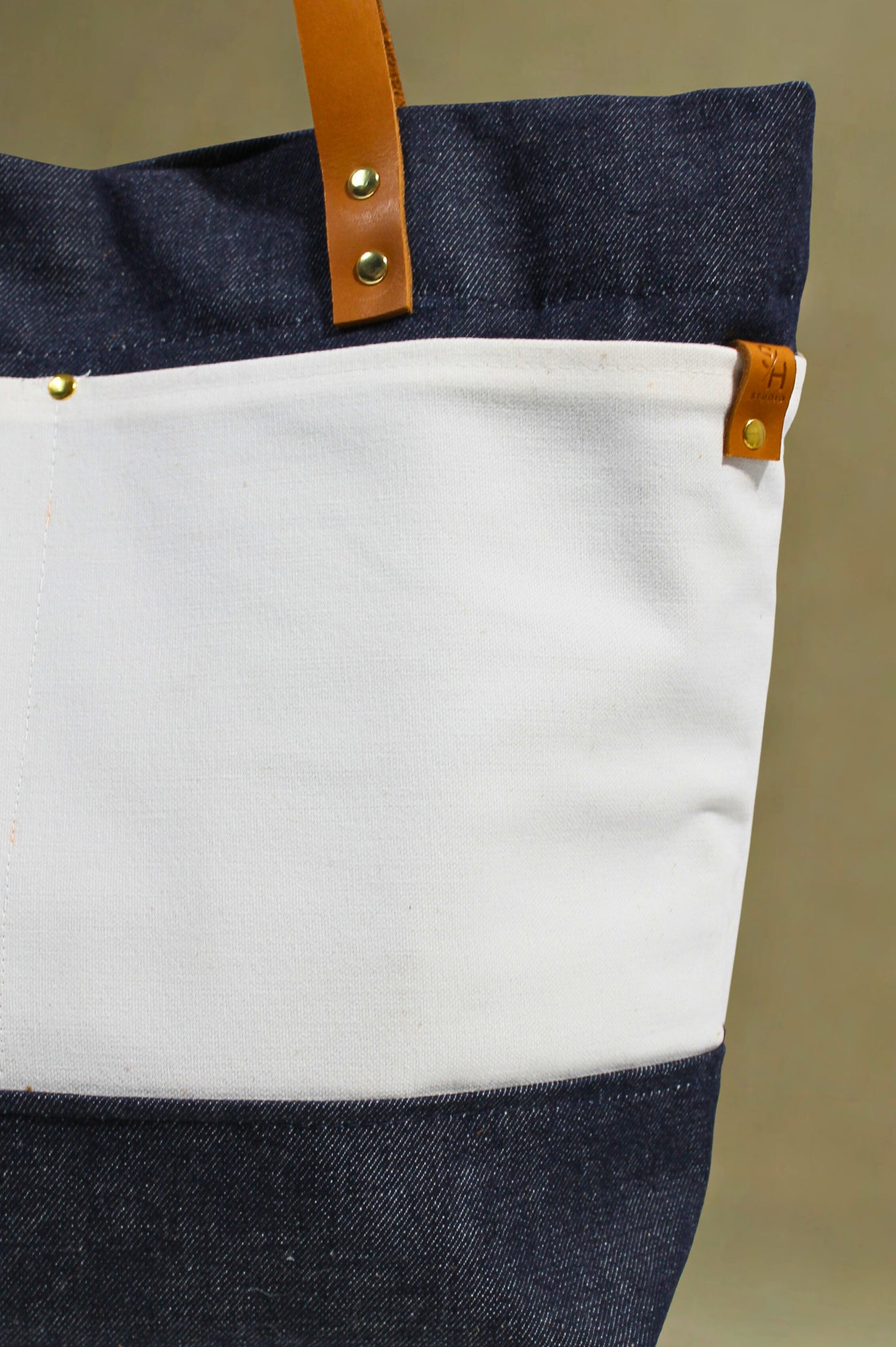 Denim and Canvas Large Market Tote Bag - Lisa Collection