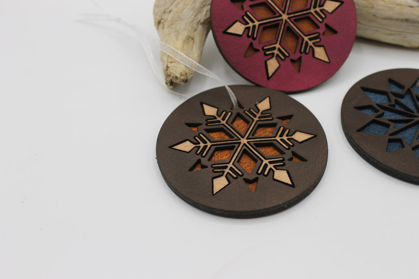 Delicate Leather Snowflake Ornament