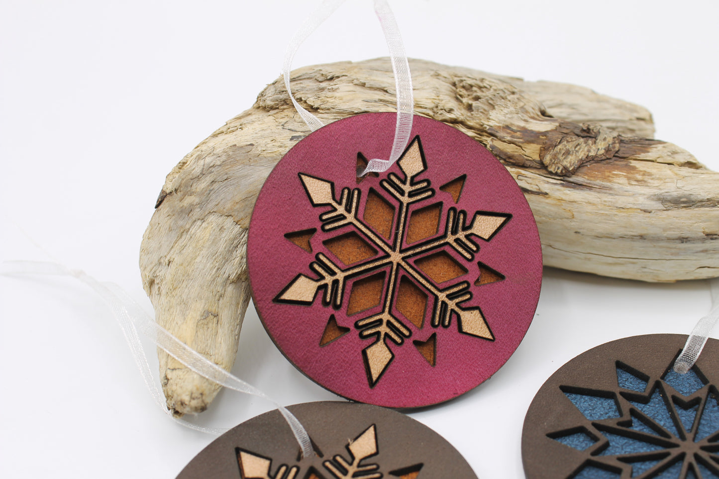 Delicate Leather Snowflake Ornament