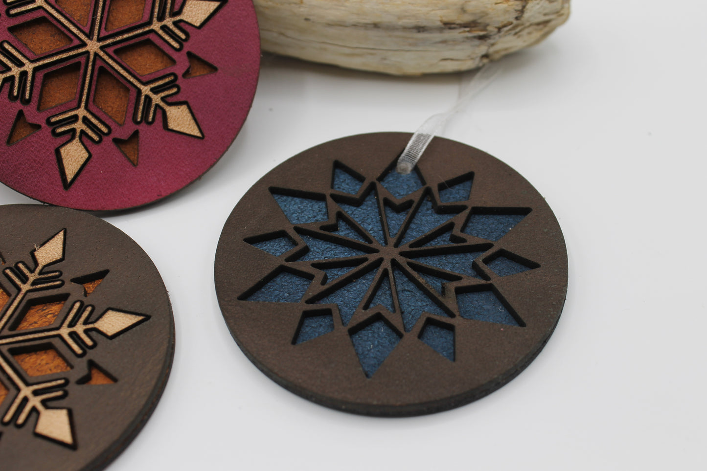 Delicate Leather Snowflake Ornament